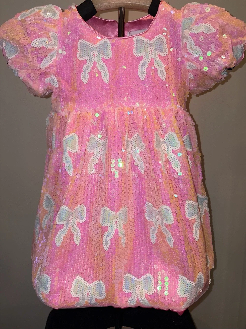 Lola and the Boys Baby Blue Sequined Bow Dress sz 2T NWT